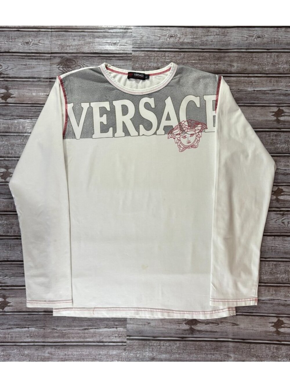 Versace Jeans Fashion Medussa Logo Long Sleeve T-Shirt size XL vintage Y2K - Picture 1 of 11